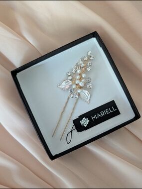 Mariell Gold Rhinestone And Pearl Hair Pin